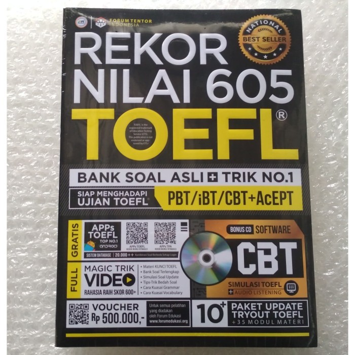 

Terbatas..! Buku Toefl : Rekor Nilai 605 Toefl: Bank Soal Asli + Trik No. 1 + Cd