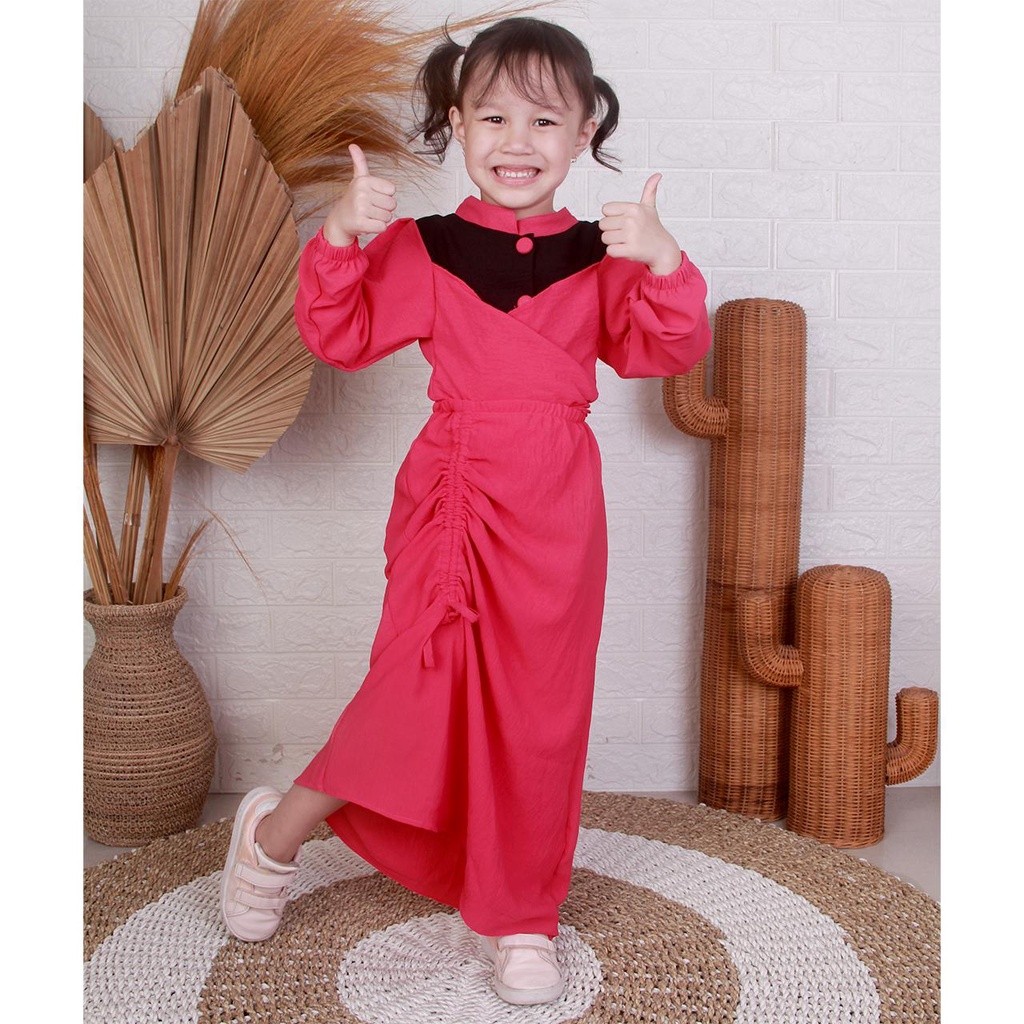 Kaftan Anak Gaung Cewek Motif Polos Bocah Murah Terbaru2025 Gaun Ank2 Umur 2-14Thn Simple Elegan Max