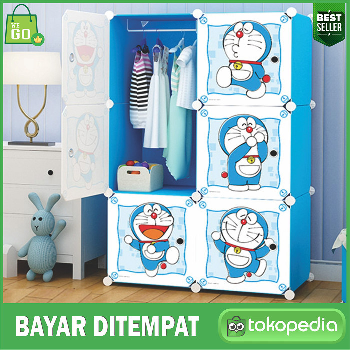 READY Lemari Pakaian Plastik Portable Import 6 Pintu Doraemon Premium Matte GA278