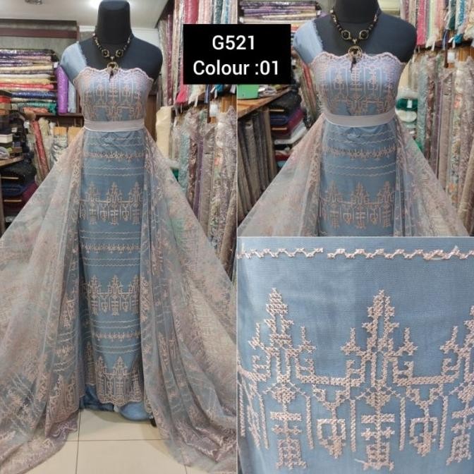 ~@~@~@~@] Kain Tile Brokat Etnik Sapto 6521 Biru-Dusty pink