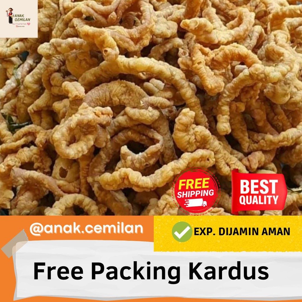 

Kripik Usus Ayam Lestari 500gram / Keripik Usus Lestari Snack Kiloan