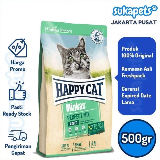 

HAPPY CAT MINKAS PERFECT MIX MAKANAN KUCING 500GR ORIGINAL