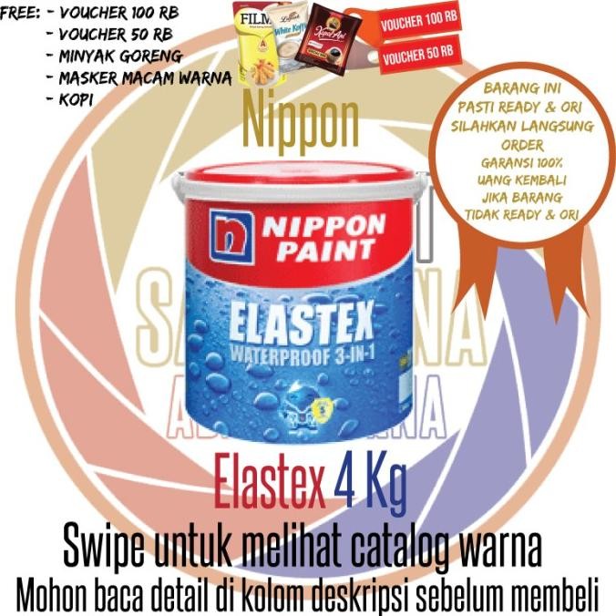 

NIPPON ELASTEX SETARA AQUAPROOF 4 KG / WATERPROOF / CAT ANTI BOCOR ABU ORIGINAL