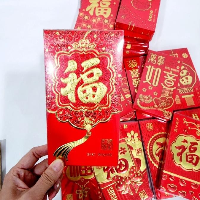 

Angpao Box Panjang isi 18 Angpau Imlek Fu Ampau Fuk Sincia Merah Tebal TD