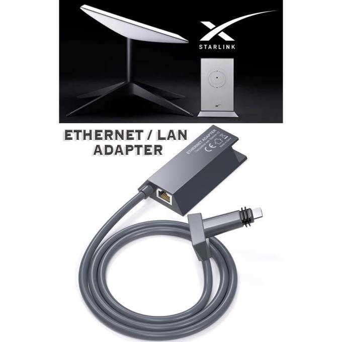 

ETHERNET ADAPTER LAN RJ45 FOR STARLINK GEN 2 V2 / STANDAR KIT ANTENA WIFI WI-FI 1200 MBPS WIRELESS NETWORK SPACE LINK STANDARD CABLE LAN CAT6 CAT 6E ORIGINAL