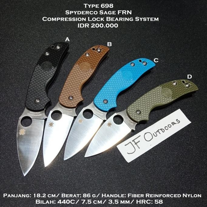 

Berkualitas Pisau Camping Outdoor Spyderco Sage FRN Compression Bearing System