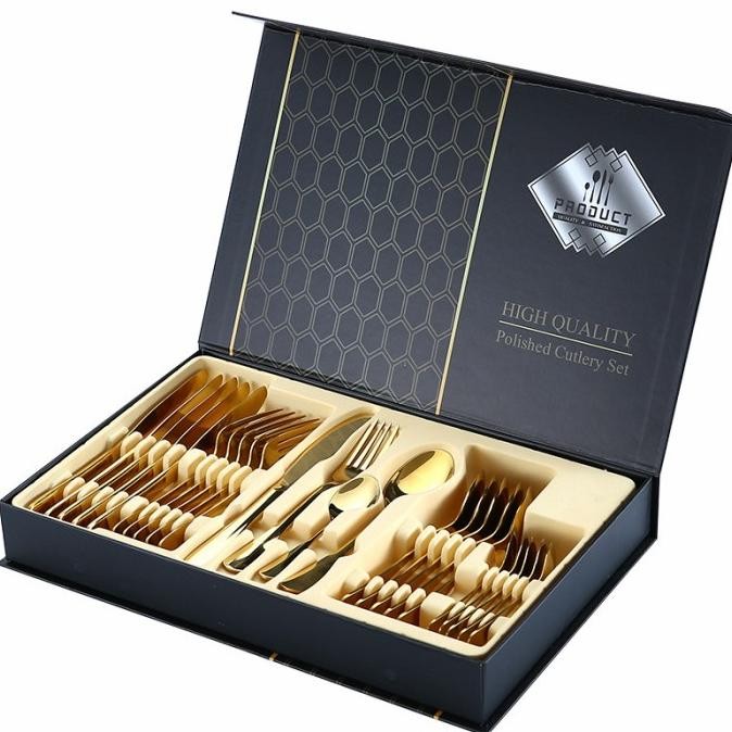 

Berkualitas Perlengkapan Makan Set Sendok Garpu Pisau 24PCS - TW824 - Gold