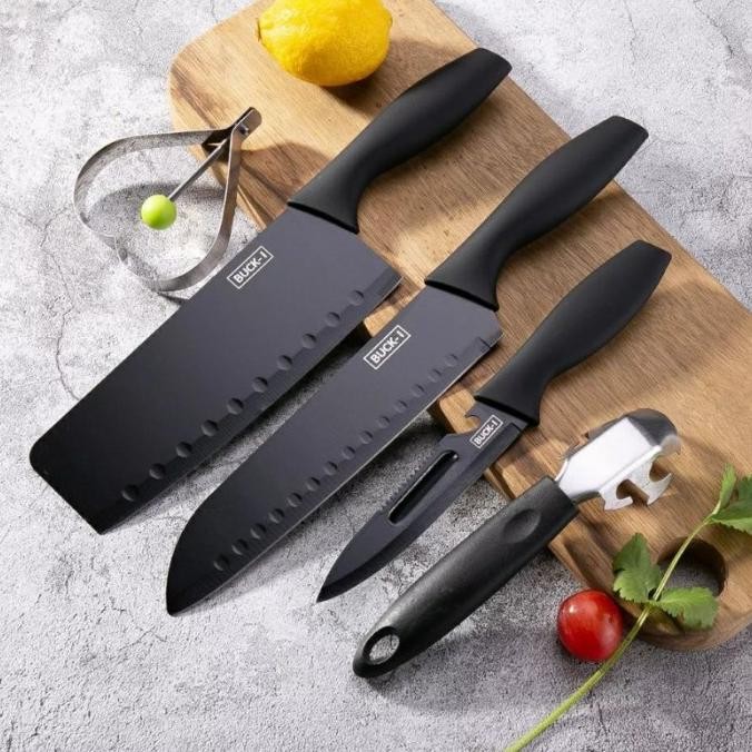 

Berkualitas Pisau dapur Hitam 5 in 1 Premium/Knife set black Premium 5 in 1