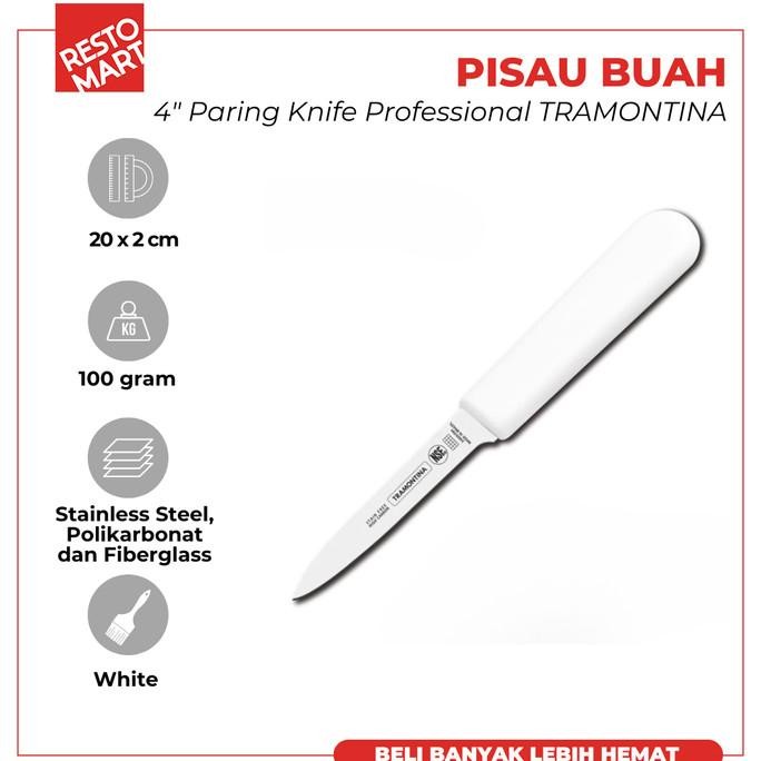 

Berkualitas Pisau Buah / Pisau Garnish / 4" Paring Knife TRAMONTINA SS (1511570)