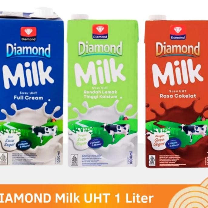

Terlaris Diamond Milk Uht 1L Fullcream, Cokelat, Low Fat Ready Stok