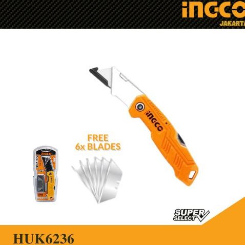 

Berkualitas Pisau Lipat Gagang Aluminium Folding Knife INGCO HUK6236 Utility Cuter