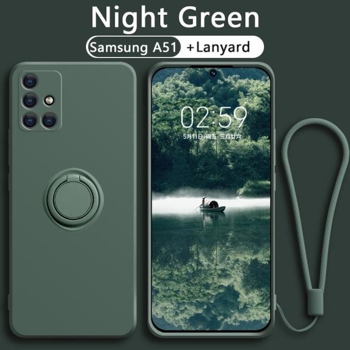 ori - samsung galaxy a71 / a51 soft case ring silikon microfiber magnet