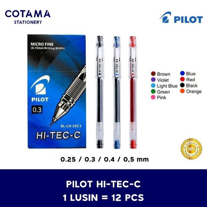 

TERLARIS - Pulpen Pilot Hitec C / Pen Hi-tec 0.25/0.3/0.4/0.5 mm - 1 lusin isi 12 pcs