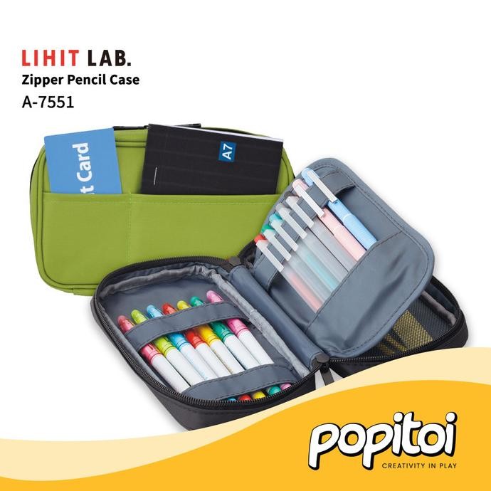 

TERLARIS - Lihit Lab A-7551 Zipper Pencil Case Tempat Kotak Pensil Resleting
