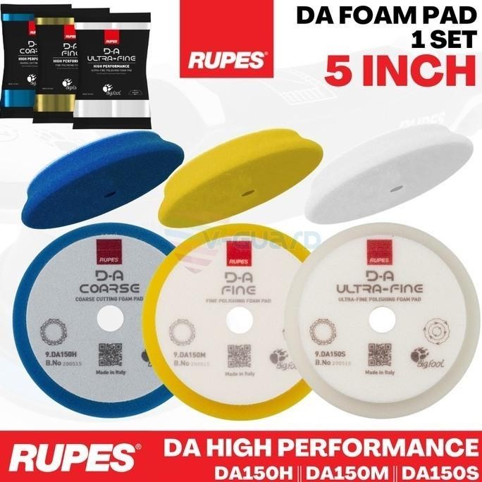 

TERSEDIA RUPES DA FOAM PAD 5" INCH SET BLUE YELLOW WHITE, COARSE FINE ULTRAFINE