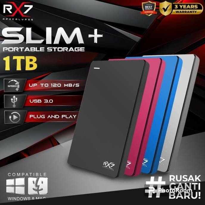 NEW HDD EXTERNAL BACKUP SLIM+ RX7 1TB / HDD EXTERNAL EXPANSION SLIM+ RX7