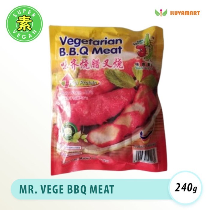 

Mr. Vege BBQ Meat 240 gr / Char Sao Vegetarian / Cha Siu Kedelai HEMAT