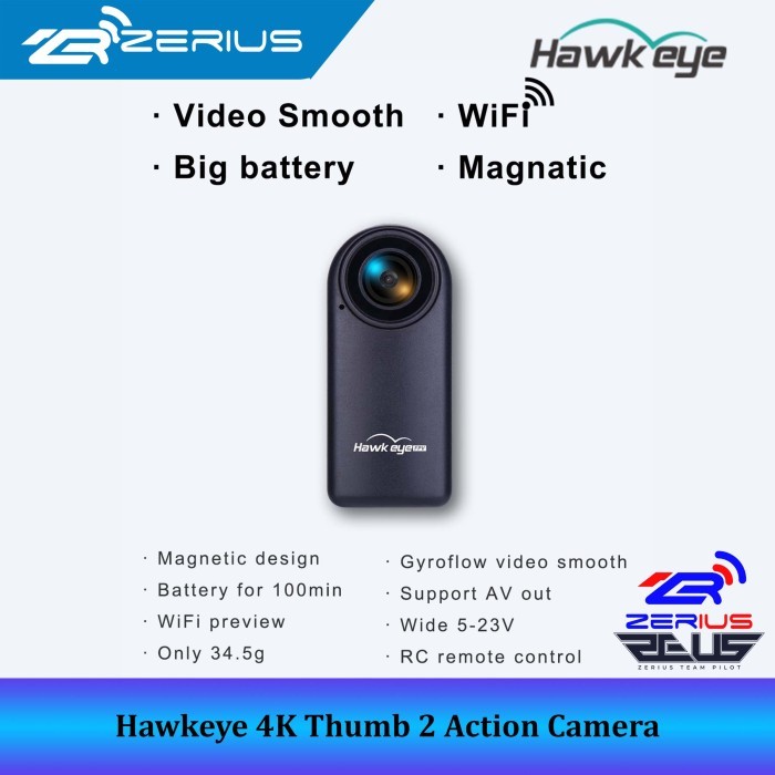 TERBARU Hawkeye 4K Thumb 2 Action Camera with Gyroflow Hawkeye Thumb 2 BISA GOSEND