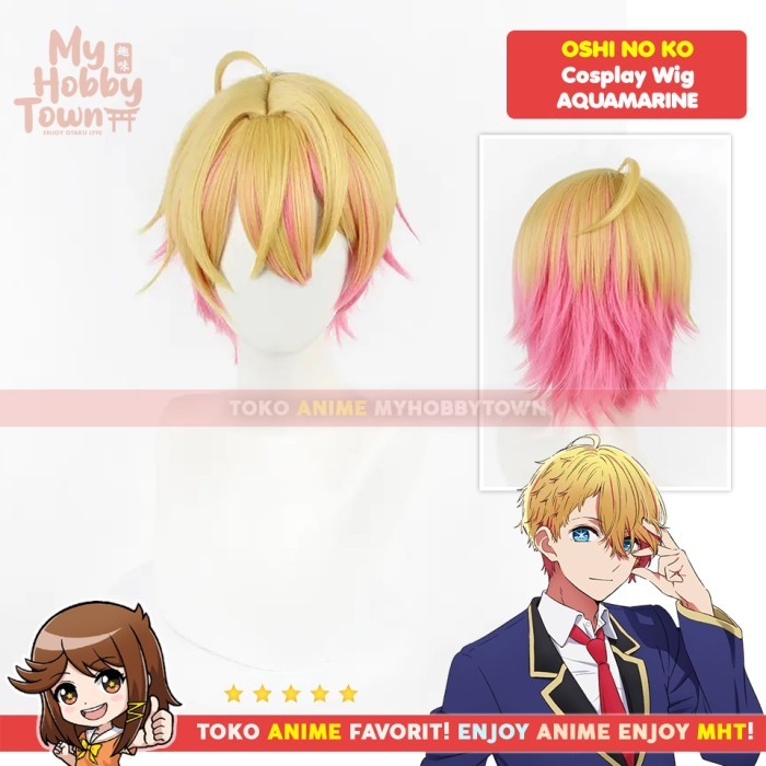Wig Cosplay Anime Oshi No Ko : Aquamarine Hoshino Rambut Palsu Stok Terbatas