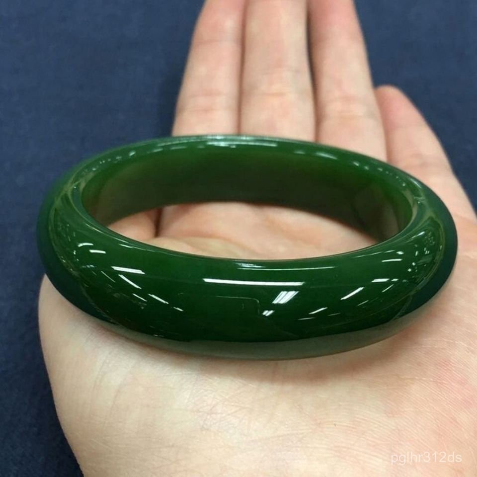 Jasper Gelang Hijau Bayam Lebar Ukuran Besar Gelang Giok