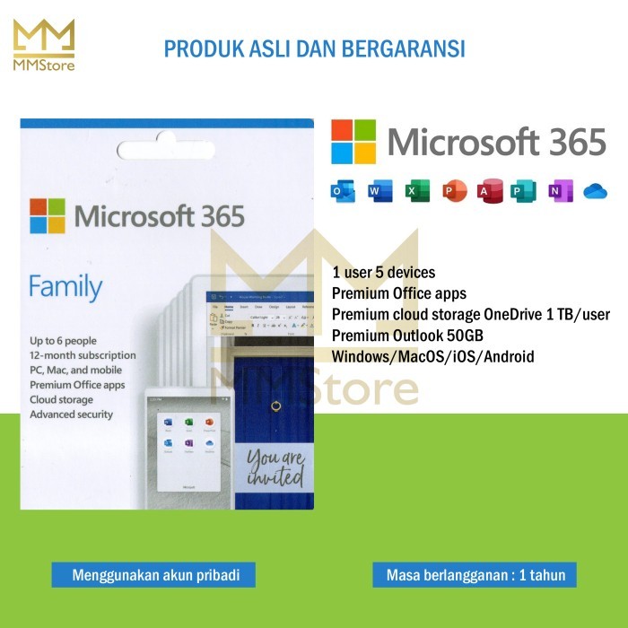 Microsoft Office 365 Family 1tahun 5devices