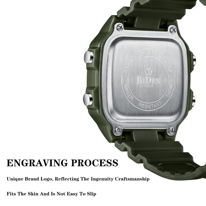 Biden Jam Tangan Digital Pria Square Militer Olahraga Kasual Pria