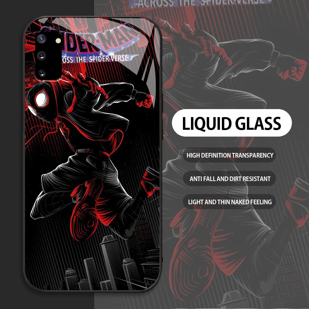 For Samsung Galaxy NOTE 9 10 Plus Pro Casing Skin Handphone ‌Marvel Spider-Man Noir  Glass kesing Ph