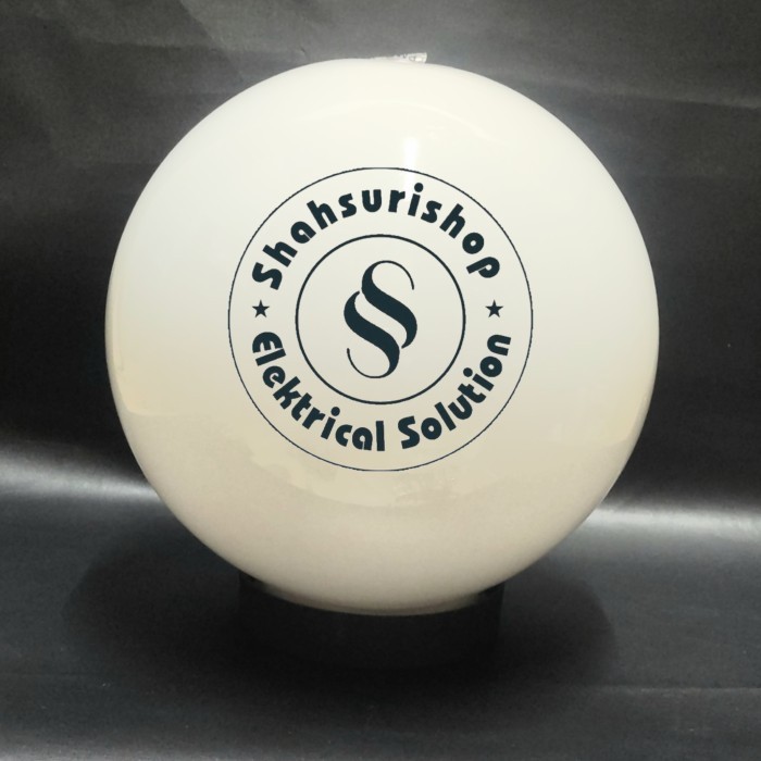 ORIGINAL KAP LAMPU TAMAN BULAT 8 INCH E27 PLASTIK ACRYLIC FROSTED CLEAR GARIS