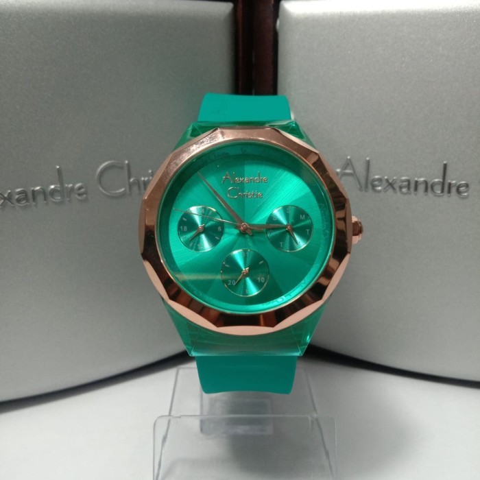 Alexandre Christie Ac 2808 Wanita Rosegold Full Green Rubber Terpercaya