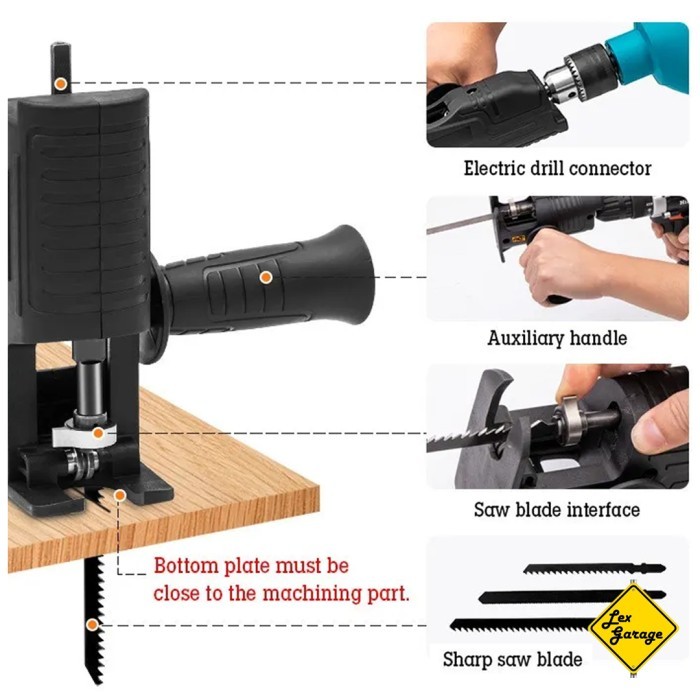 Adaptor Adapter Bor Listrik / Cordless Jadi Ke Gergaji Mesin Jigsaw