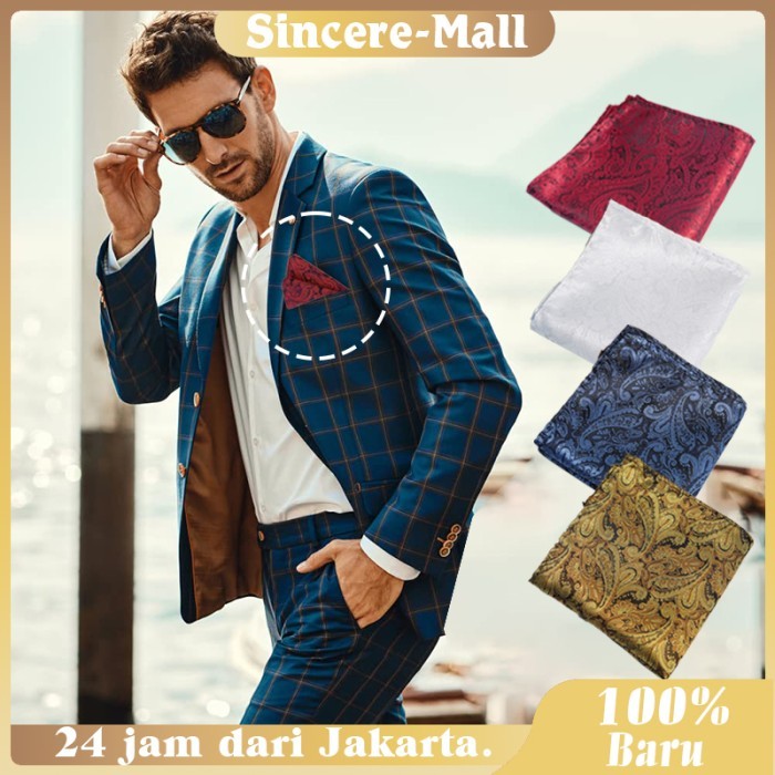 Sapu Tangan Pria Pocket Square Batik Kotak Sapu Tangan Saku Terlipat Handkerchief