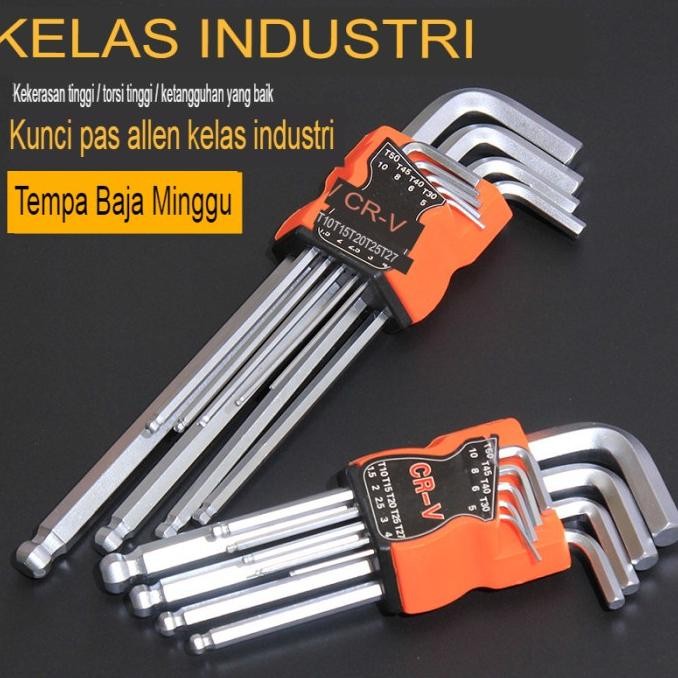 

KUNCI PAS L HEKSAGONAL KEPALA BOLA KEPALA DATAR SET 9 PCS CR-V SIAP KIRIM