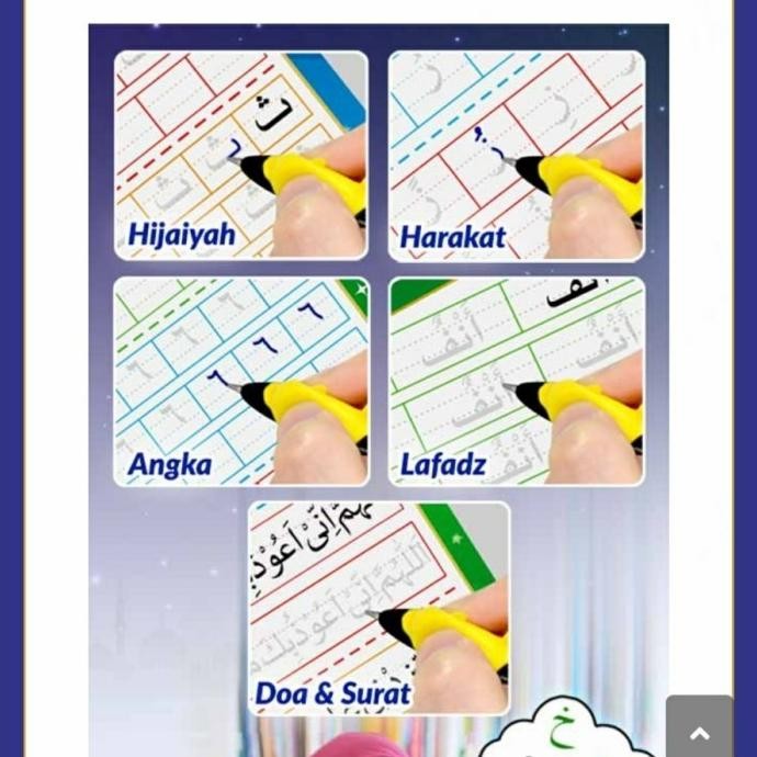 3pcs Buku Ajaib Belajar Menulis Huruf Angka Hijaiyah/Arabic Magic Book