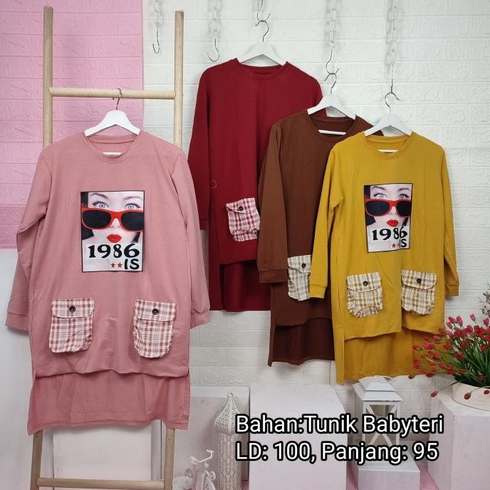 

Sale! Atasan tunik kantong 2 lengkung panjang motif 1986
