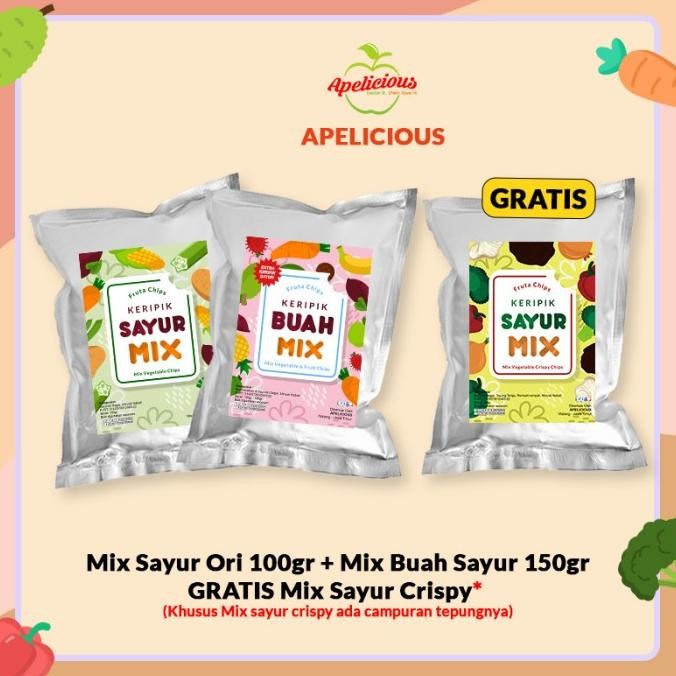 

BIG SALE APELICIOUS MIX KERIPIK SAYUR TEPUNG CRISPY MIX SAYUR ORI + MIX BUAH !!!!!
