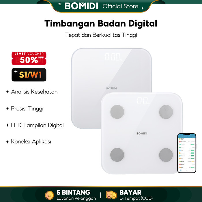 Promo Bomidi Body Fat Scale S1 Timbangan Badan Smart Scale Digital Timbangan