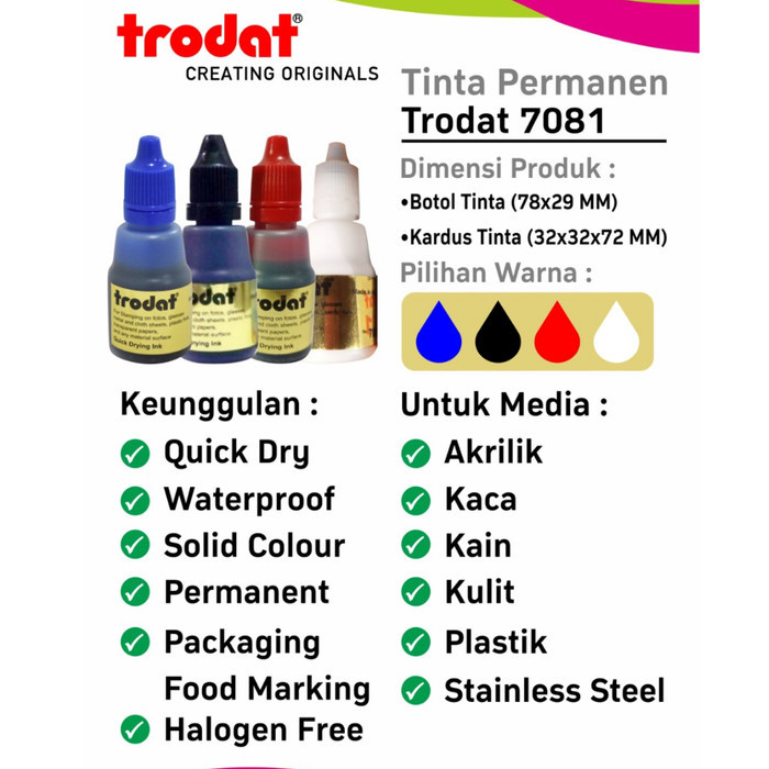 

Tinta Stempel Permanent / Premium / Tahan Air Trodat 7081