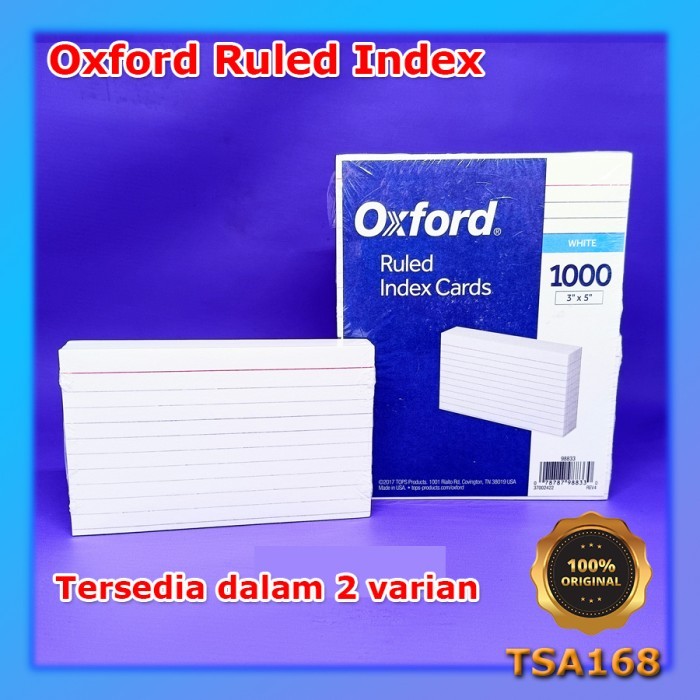 

Oxford Ruled Index Cards 3x5 inch 100 Sheets White 3" x 5" 3"x5