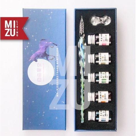 

Calligraphy Glass Dip Pen Set - Set Dip Pen Kaca dan Tinta 5 Warna