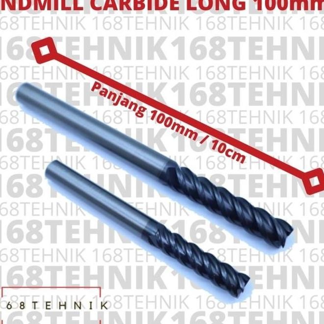 ENDMILL CARBIDE LONG 100MM SEMUA UKURAN / PISAU CUTTER MILLING / ENDMILL CARBIDE LONG 3MM / ENDMILL 