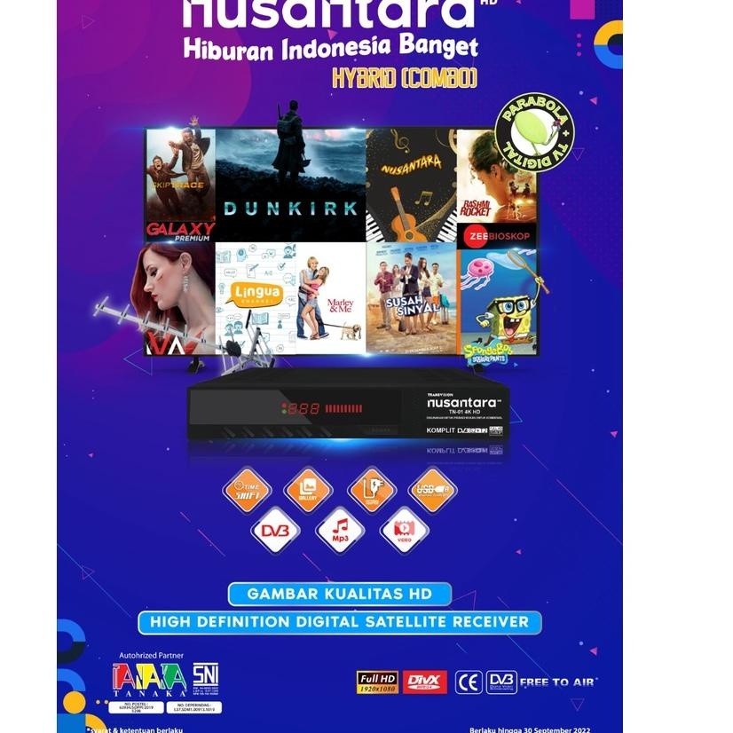 RECEIVER TRANSVISION TANAKA NUSANTARA HD COMBO ( SATELITE PARABOLA + T2 TERRESTRIAL)