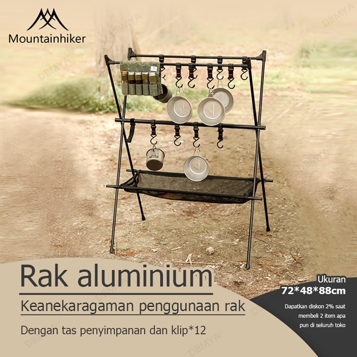 PREMIUM Mountainhiker Gantungan peralatan dapur portabel Papan pajangan peralatan dapur lapangan