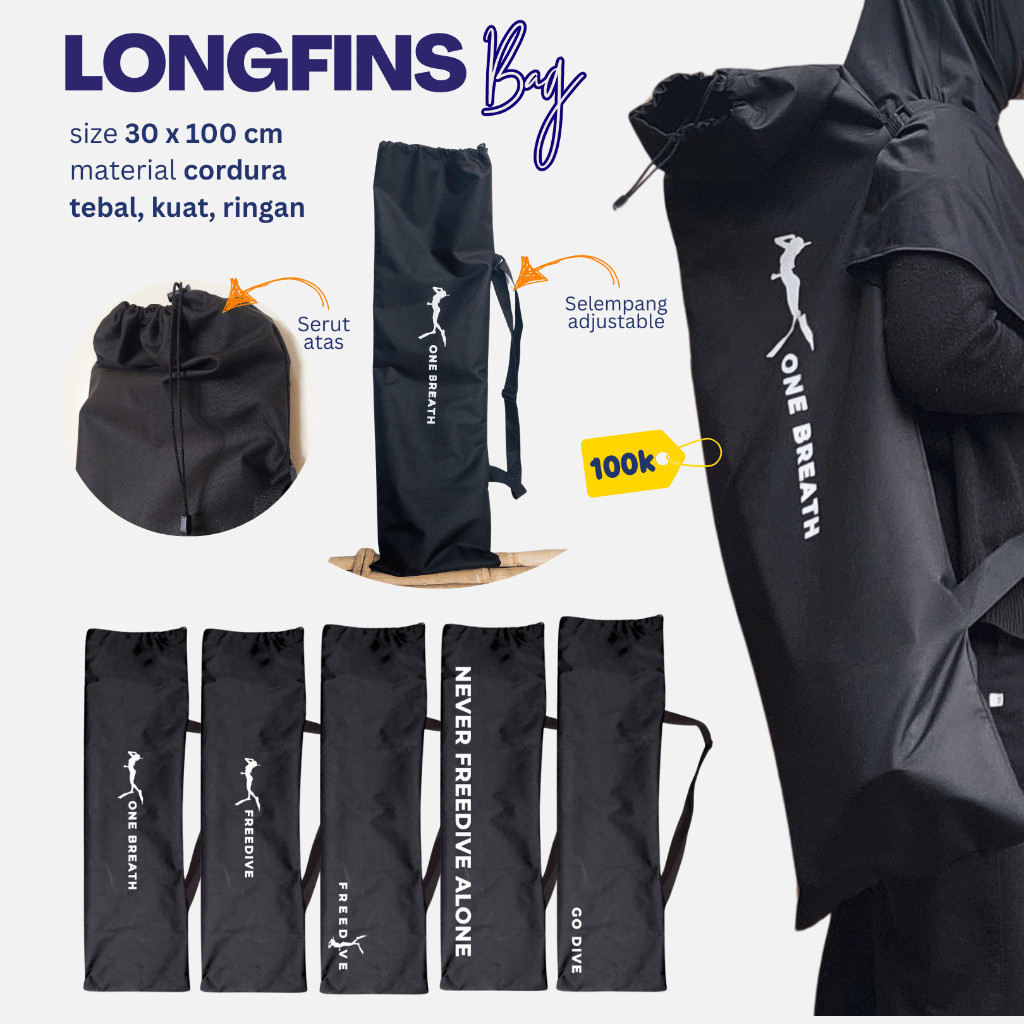 TAS LONG FINS FREEDIVING SPEARFISHING BAG KAKI KATAK MODEL SELEMPANG
