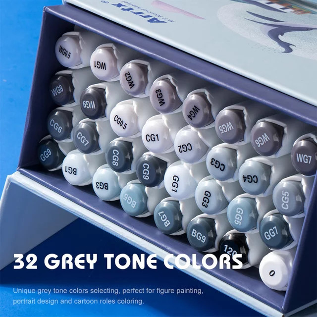 

Arrtx dual tips marker set 32color greyscale tone with box