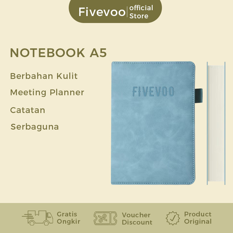 

FIVEVOO Notebook Cover Kulit A5 180/100 Lembar/ Meeting Planner/ Notepad Diary Binder Cover Kulit