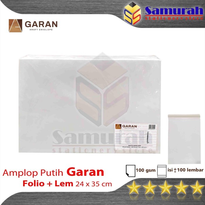 

Sale Amplop Kertas Putih Garan Uk Folio / F4 24 X 35 Cm 1 Pak - 100 Gsm