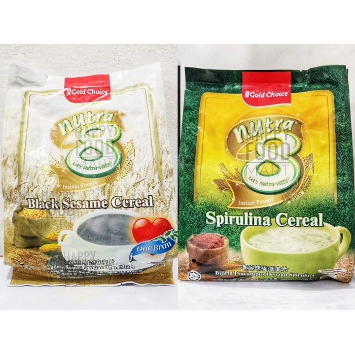 

GOLD CHOICE NUTRA 8 SPIRULINA CEREAL 525G/BLACK SESAME SEREAL IMPORT PREMIUM