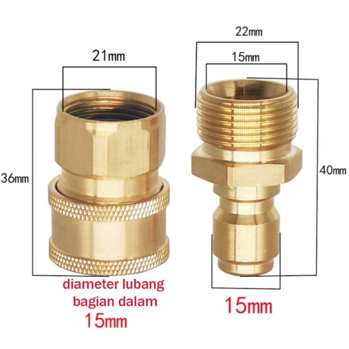 1Set Coupler Qr Konektor Quick Release Mesin Steam Jet Cleaner Set M22 Plus Plug Bahan Kuningan