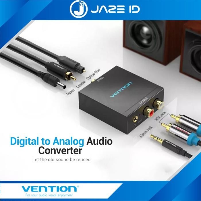 TERBARU Vention Coaxial Digital Audio Optical to Analog Aux Audio 3.5mm RCA