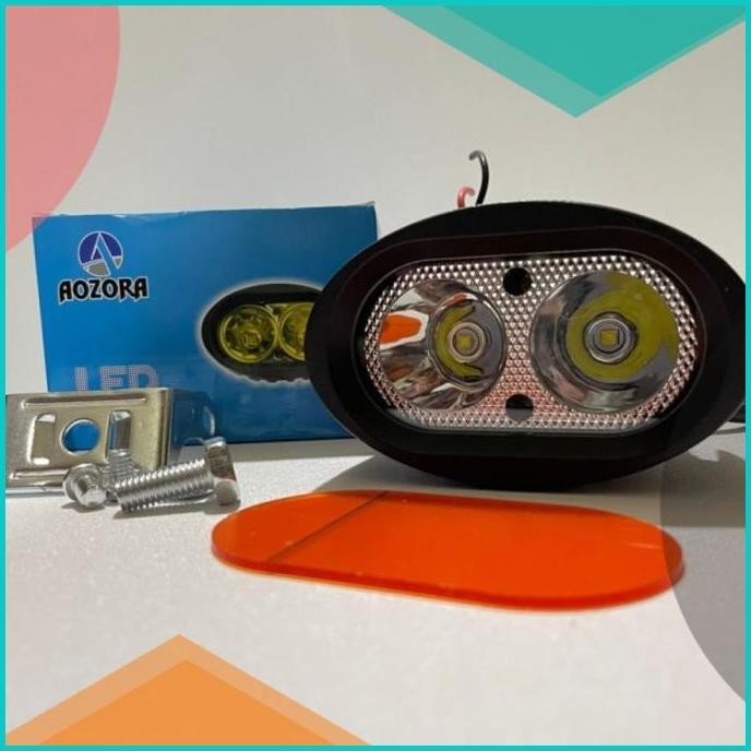 Lampu Tembak Sorot LED Owl 2 Mata Putih + Mika Kuning Casing Aluminium